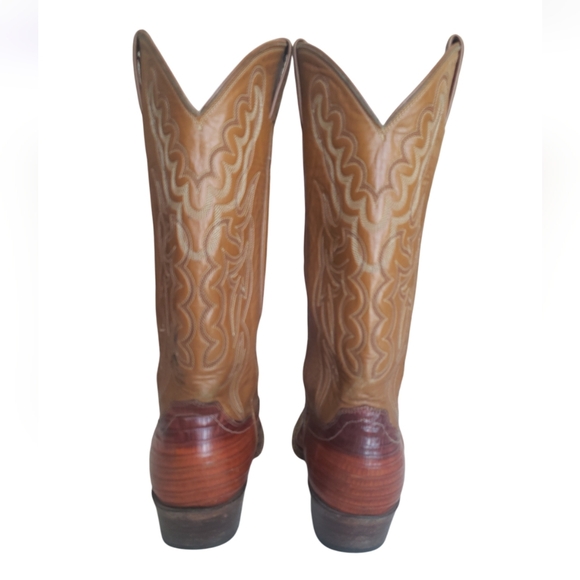 Justin Boots L 4520 Classic cowboy boots in tan and brown Women's Size 6.5 B. - Picture 5 of 14